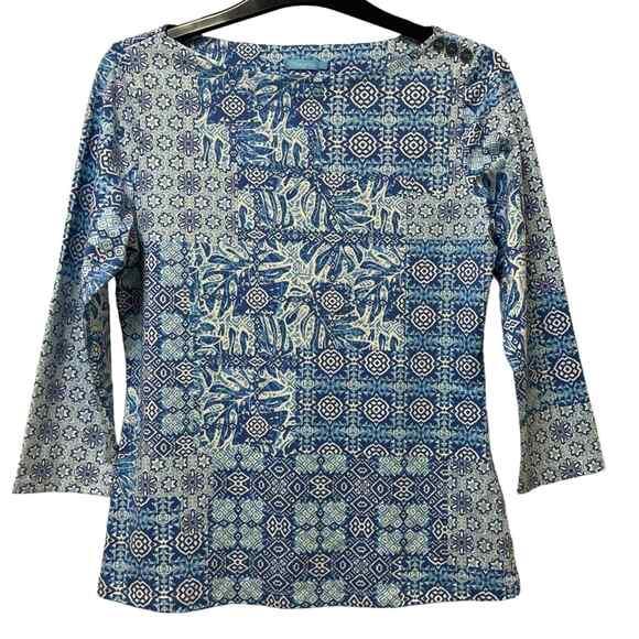 J. McLaughlin Blue Wavesong Signature Tee in Medallion Lane XS - Picture 3 of 8